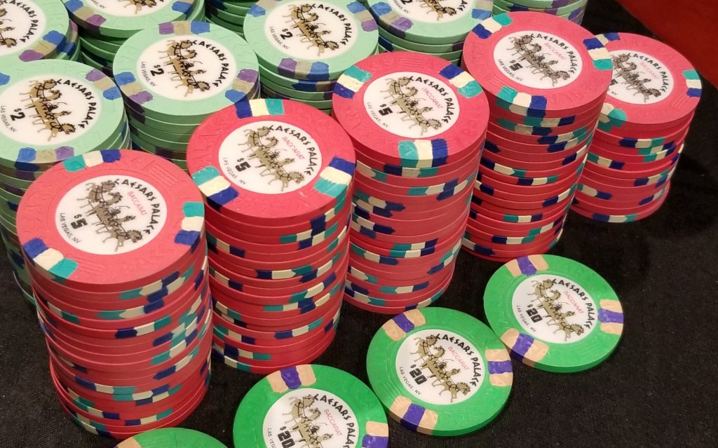 New Red Poker Chip. Caesars Palace Casino Las Vegas 