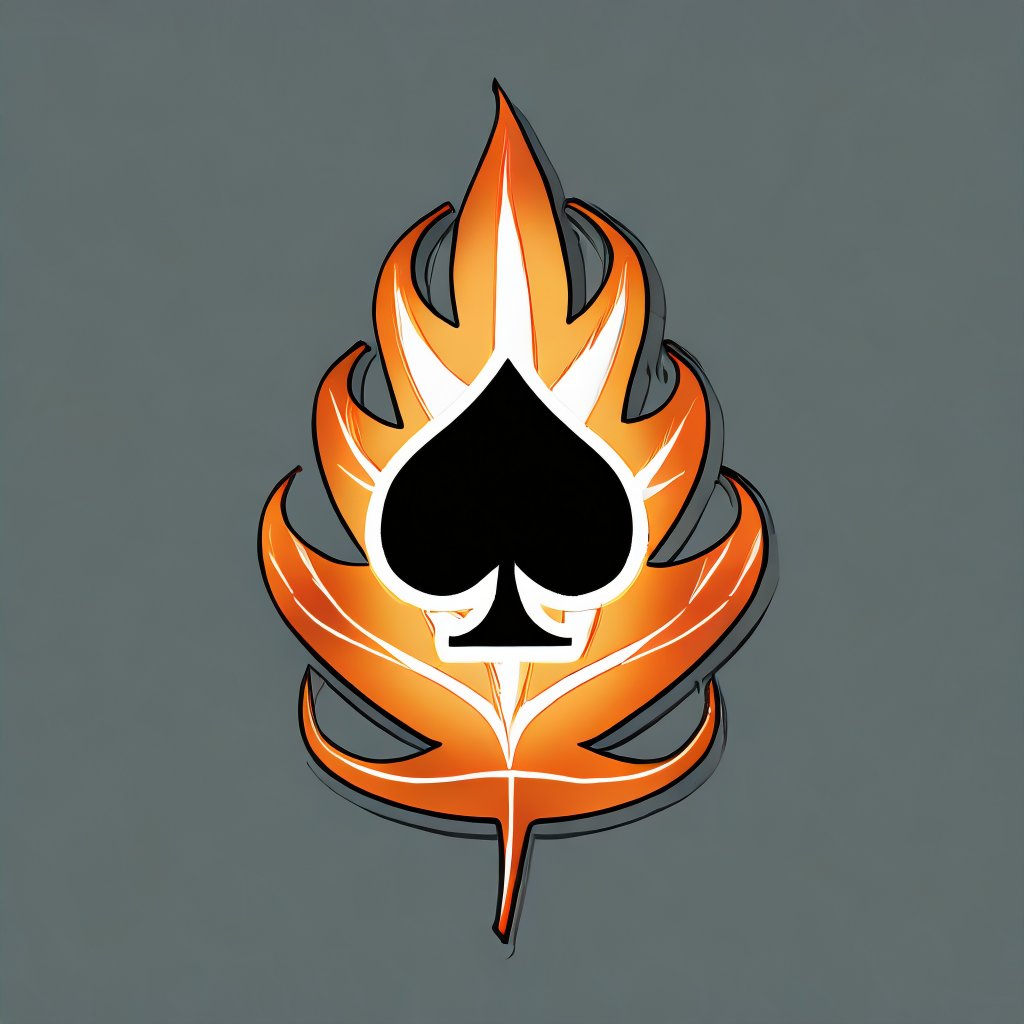 Firefly logo with a poker spade on top of an oak leaf with veins on fire, minimal style 24150.jpg