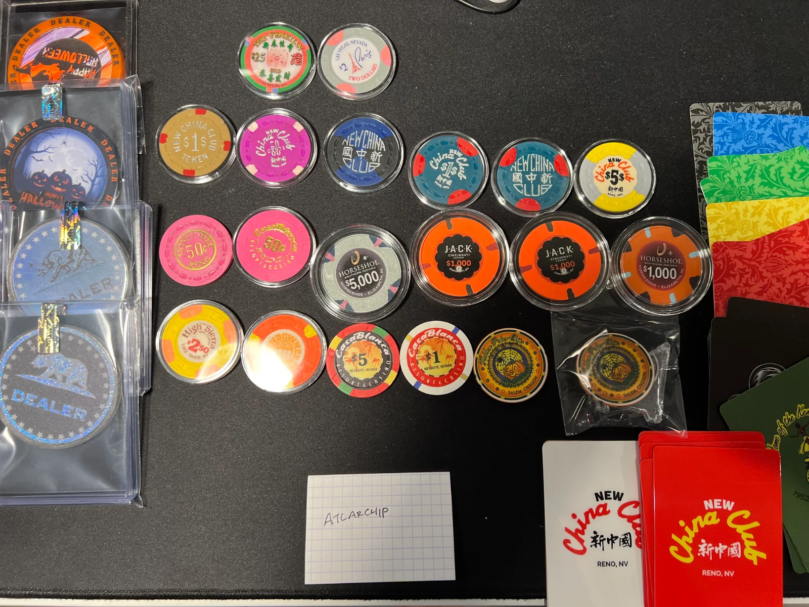 Chips. Air tites included. $25 Venetian and $2 Paris are live chips.