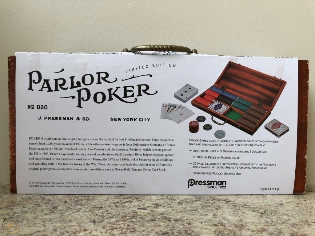 Limited Edition Authentic Pressman Parlor Poker Game Set 8003 