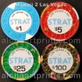 Strat Casino $1 $5 $25 and $100 BRAND NEW Uncirculated Mint Paulson Clay Poker Chip.jpg