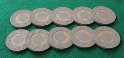 Paulson The Lodge Casino - Show boat grey roulette chips #01.JPG