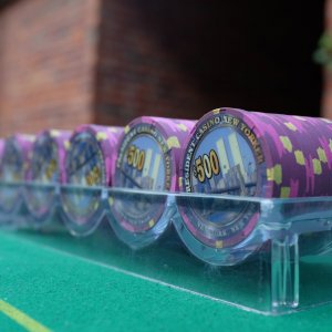 Plum Secondary PNY $500 chips - Inlay: Brooklyn Bridge & WTC (300pcs)