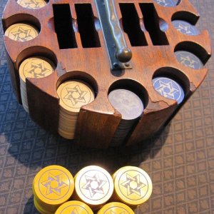Double Star chips with wooden rack