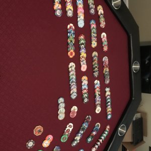 My humble table and current collection of chips