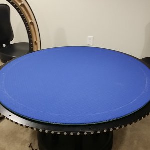 55" round poker table - reversible insert - blue