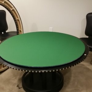 55" round poker table - reversible insert - green