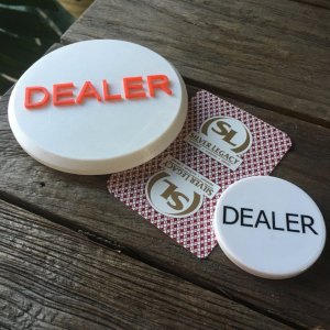 my jumbo 3D-printed DEALER button