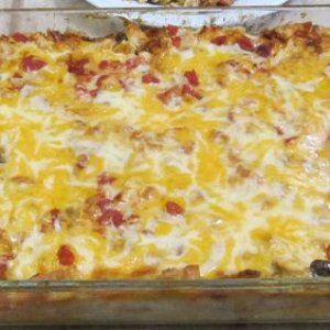 King ranch chicken, chili-lime corn and Texas style pinto beans