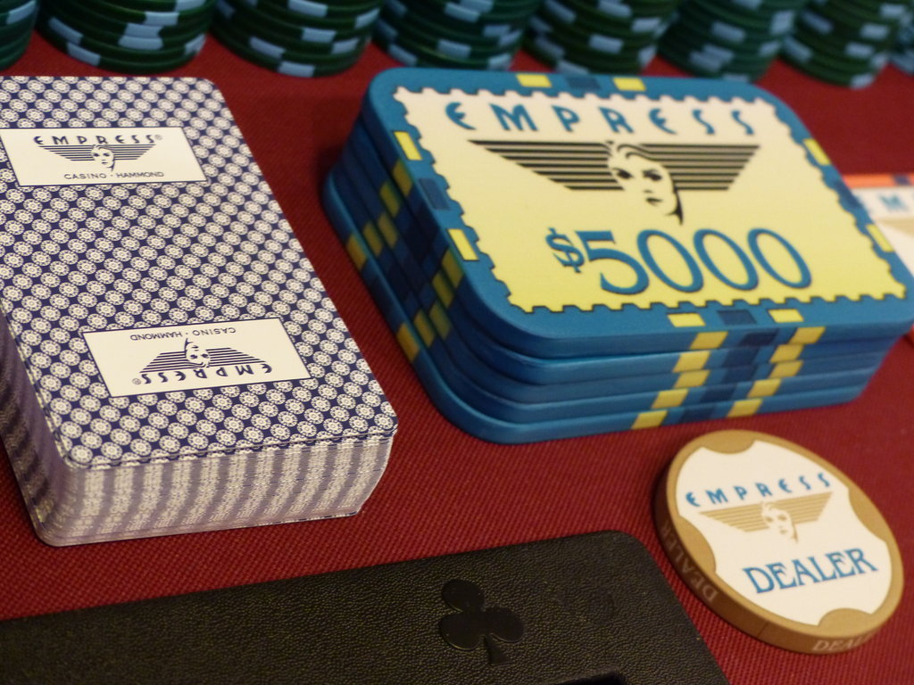 $5k giant stone slabs, plastic cards (Hammond), dealer button