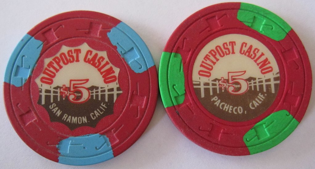 Individual chip close up - five dollar Outpost chips