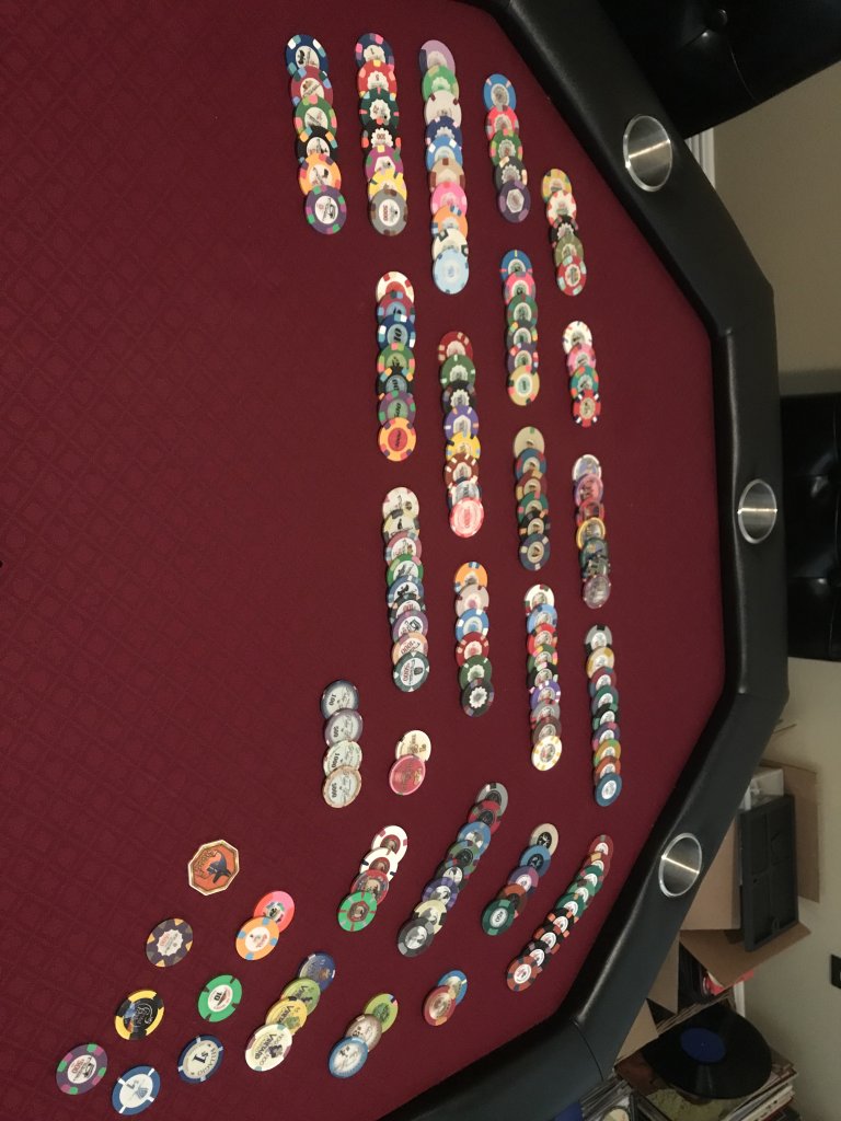 My humble table and current collection of chips