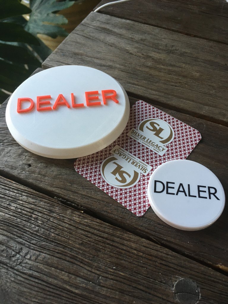 my jumbo 3D-printed DEALER button