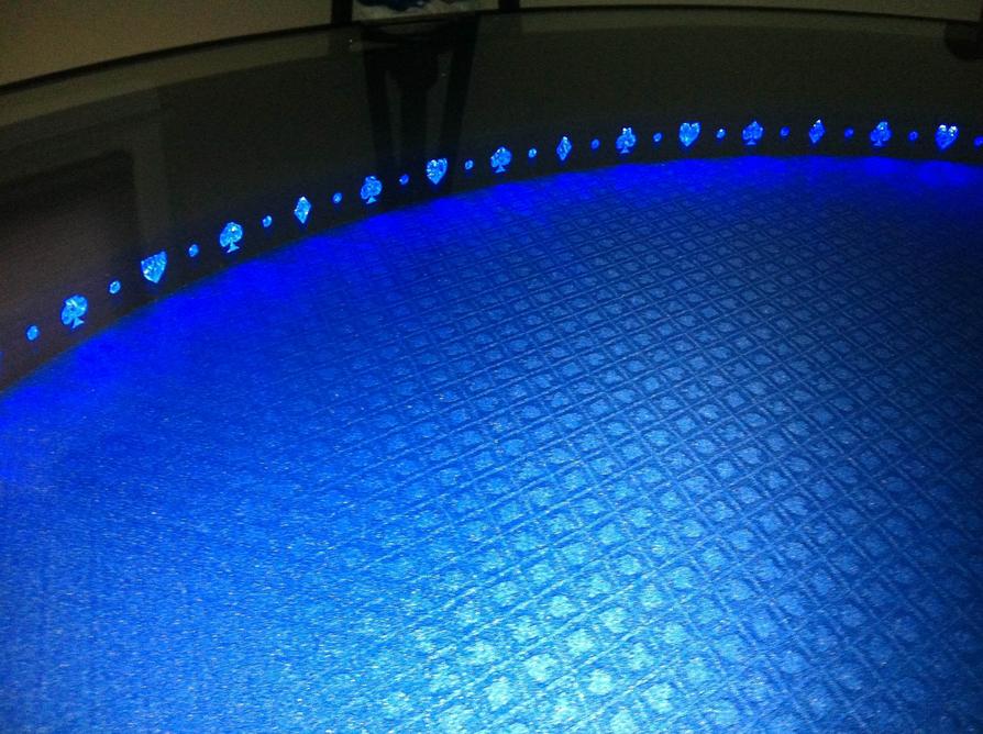 poker table leds with glass top