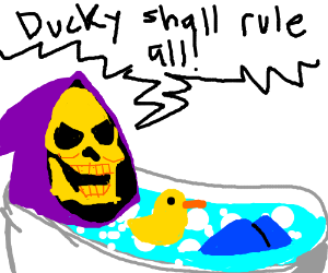 Skeletor in a bath - Drawception Skeletor in a bath - Drawception
