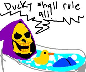 Skeletor in a bath - Drawception